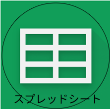 円を重ねたアイコン。文字の両端が円の外に出ている